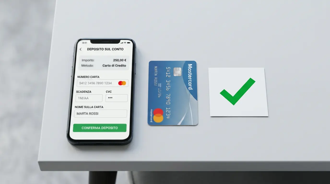 Procedura passo per passo per effettuare un deposito con Mastercard su un sito scommesse ADM